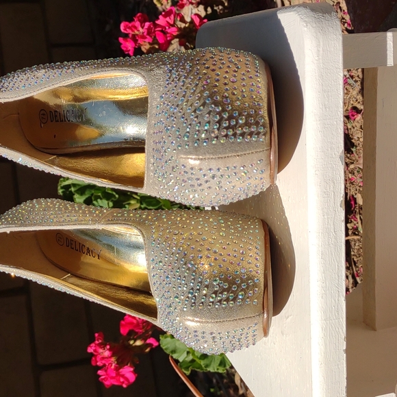 Delicacy Gold Rhinestone Platform Super High Pumps 7.5 - Picture 9 of 9